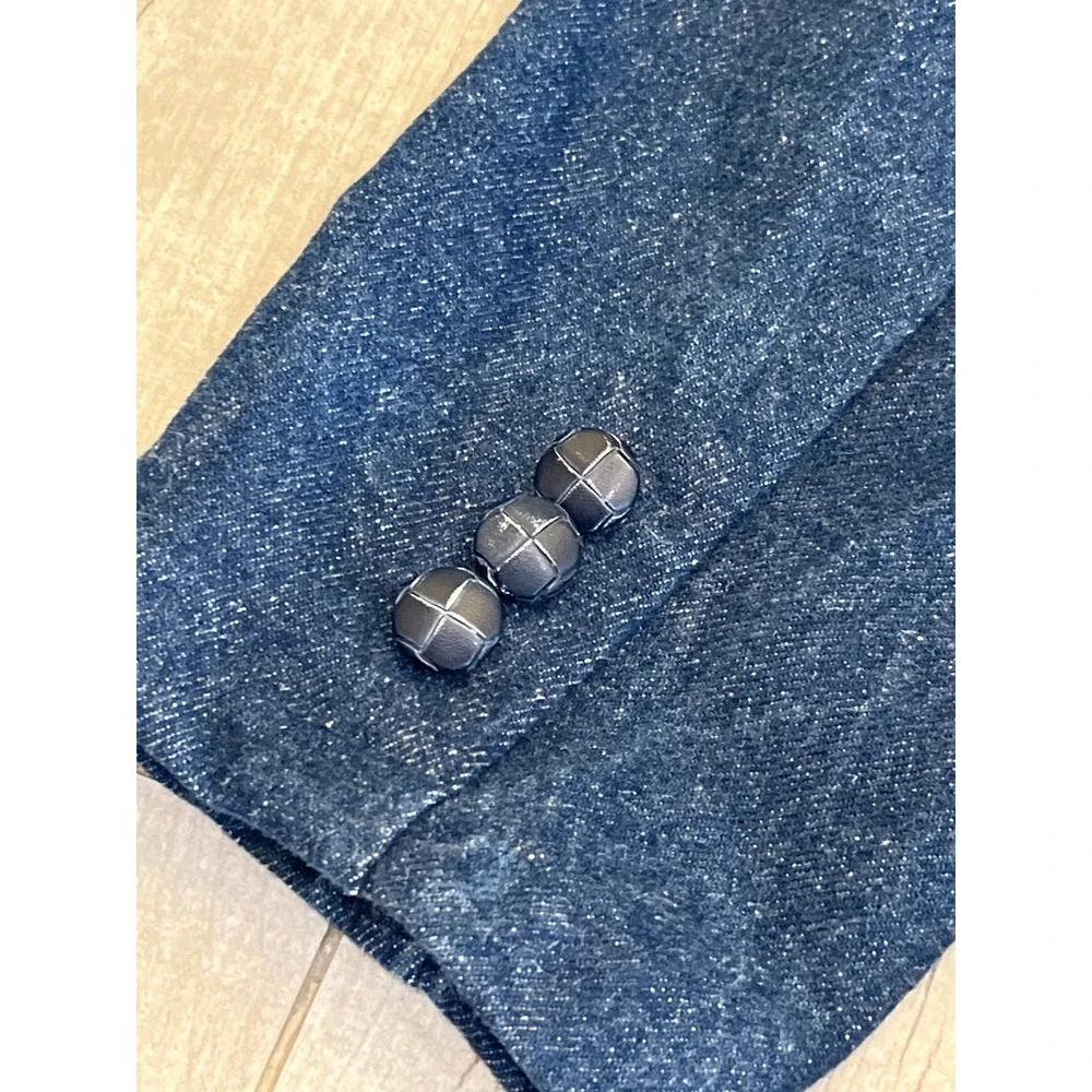 Pioneer Wear Mens Denim Western Blazer Corduroy Trim Blue Jacket Size 42 541 937